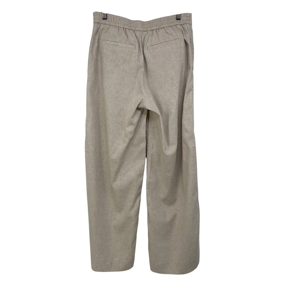 Banana Republic Linen Blend Wide Leg High Rise Pants Oatmeal Beige S Coastal